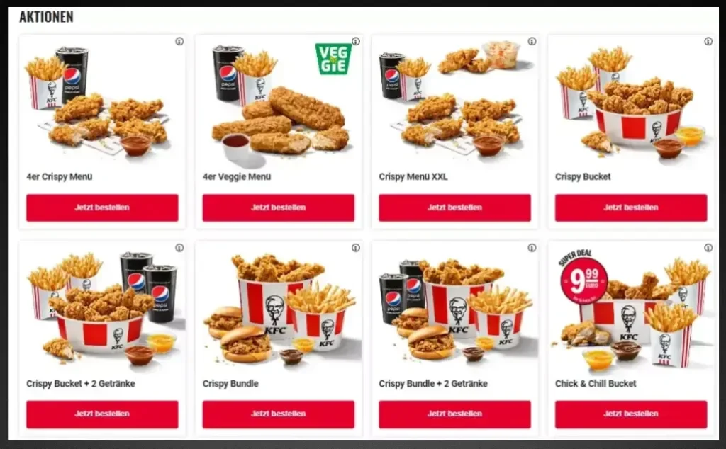 KFC Aktionen Preise