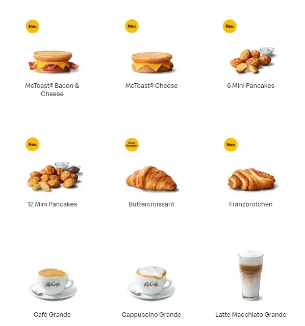 Mc Donalds Frühstück Preisliste