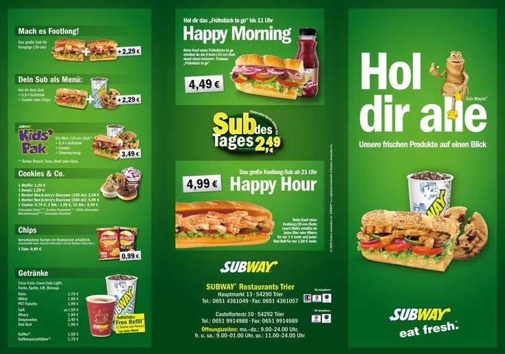 Subway Sub im Menü