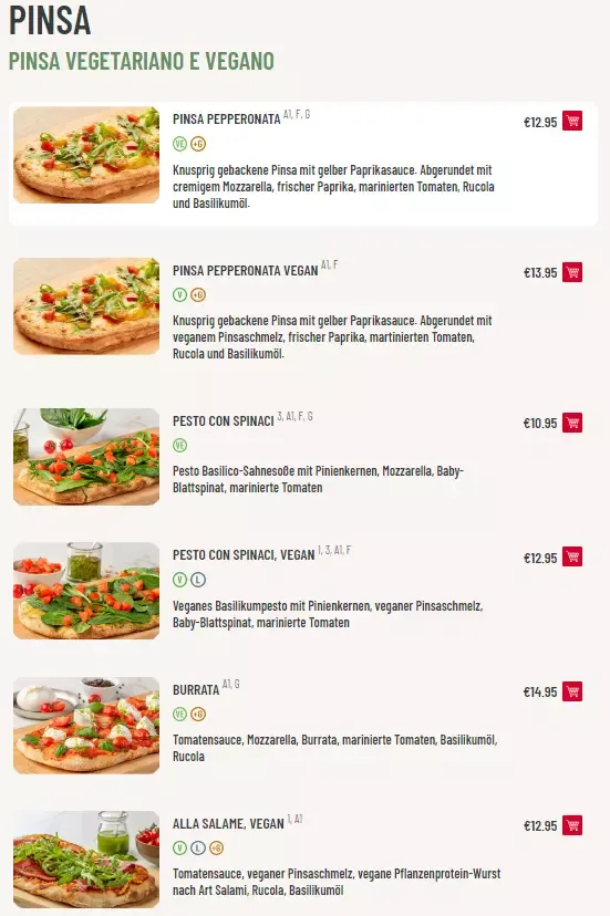 Vapianp Speisekarte Pinsa Preise