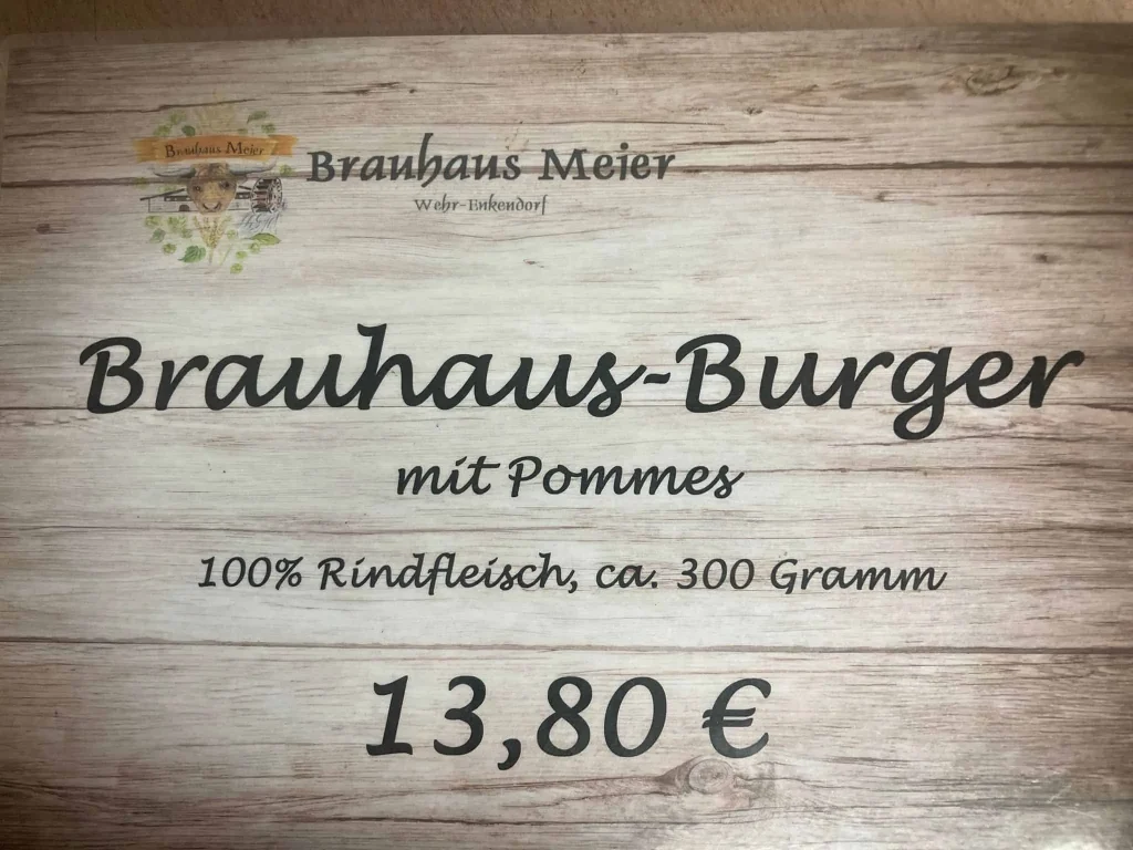 Brauhaus Burger Menu